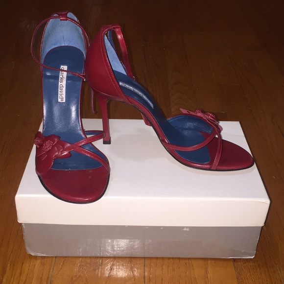 Charles David Shoes - NWT Charles David Red Leather Rose Heels